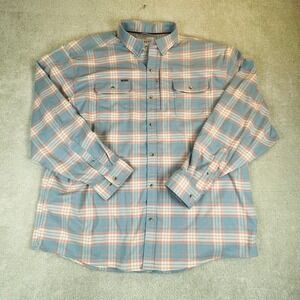 Poncho The Madaket Performance Flannel Shirt Mens 3XL Blue Pink Plaid Magnetic